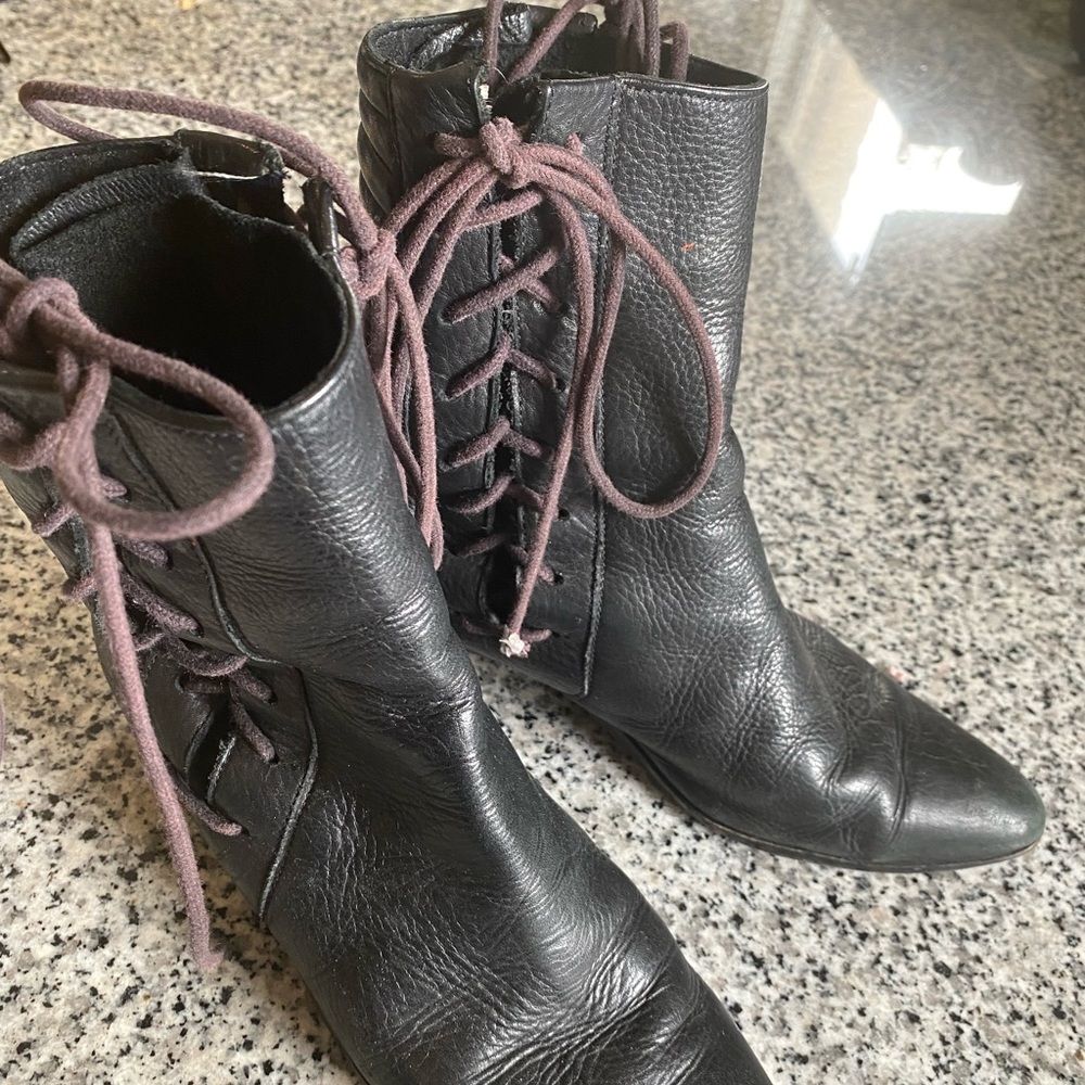 Black Vintage lace up booties. Cool and comfortable!